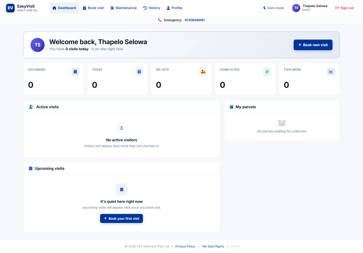 Host portal dashboard