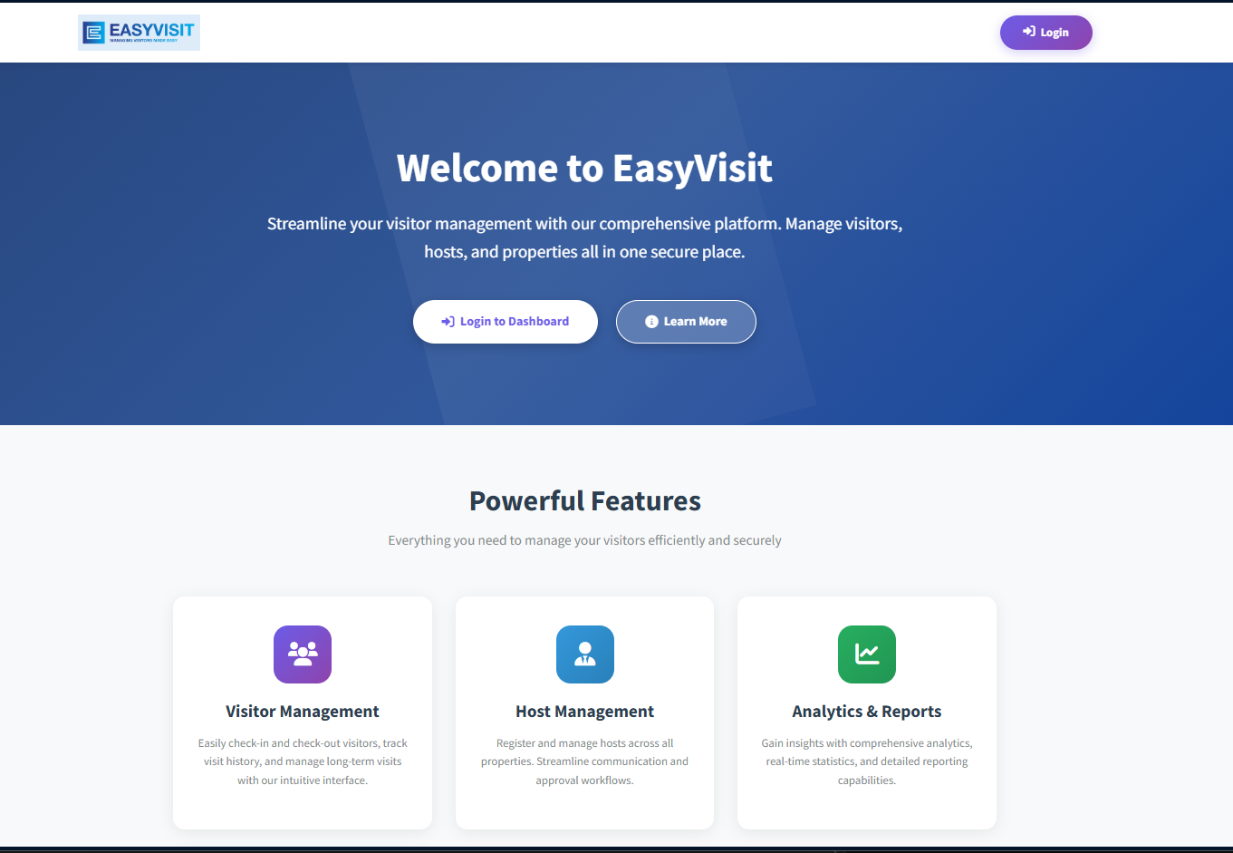 EasyVisit Dashboard